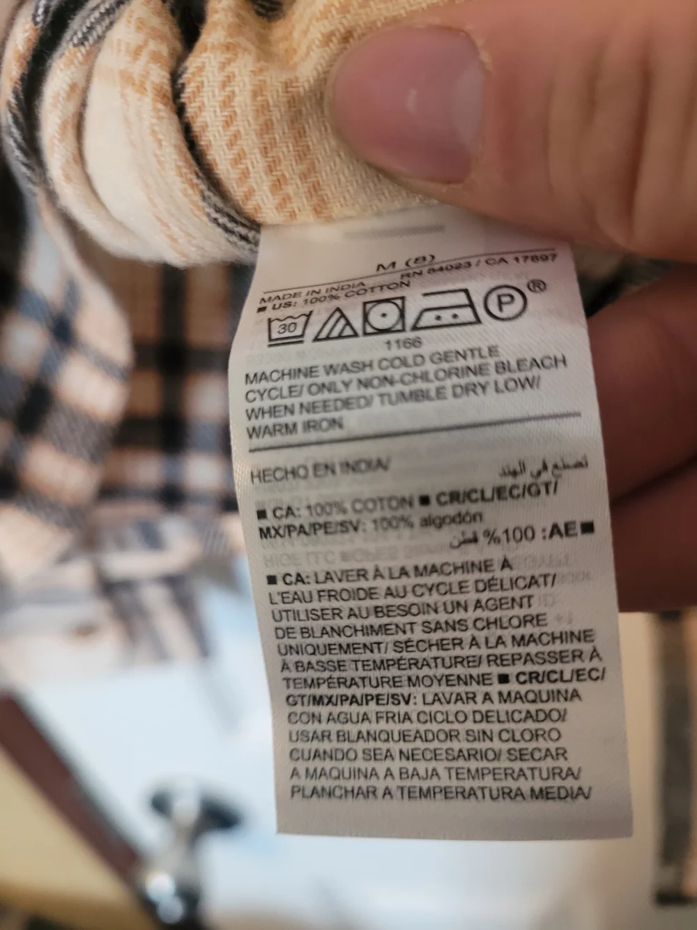 Old Navy Beige & Black Plaid Button-Up Shirt